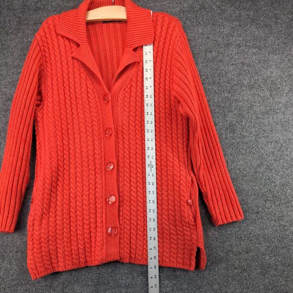 Silvana Cardigan Sweater Womens Large Long Sleeve Pink Button Front Collar - Picture 9 of 11